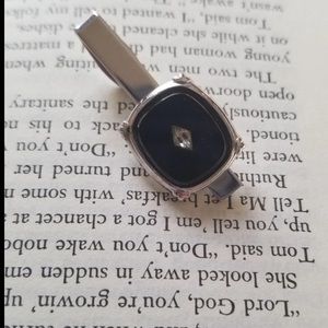 Retro black tie clip twinkling diamond